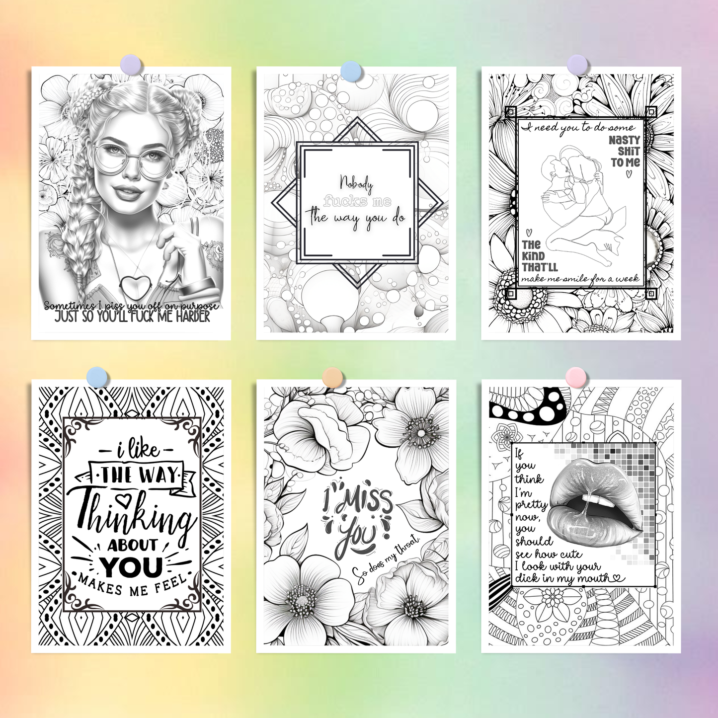 FLIRT Printable Dirty Coloring Book. 20 NSFW coloring pages to soothe anxious attachment.