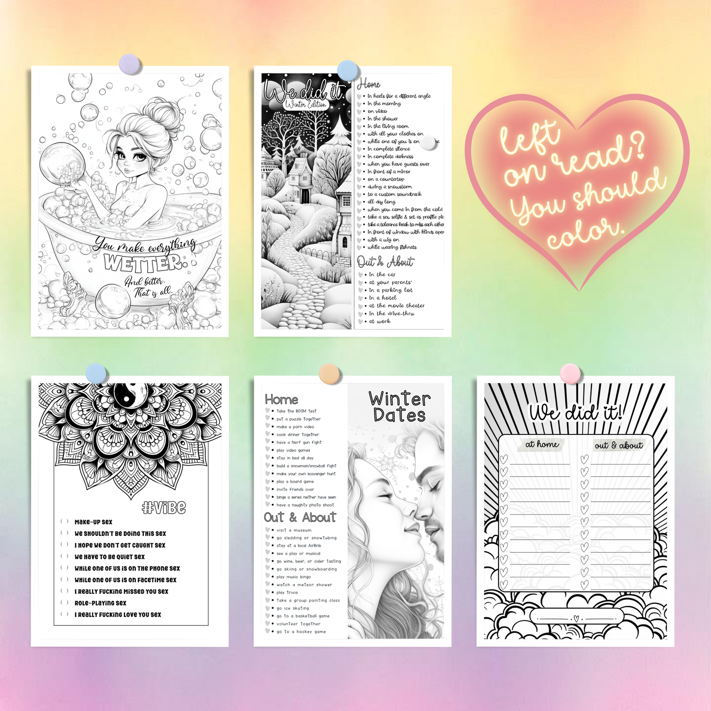 FLIRT Printable Dirty Coloring Book. 20 NSFW coloring pages to soothe anxious attachment.