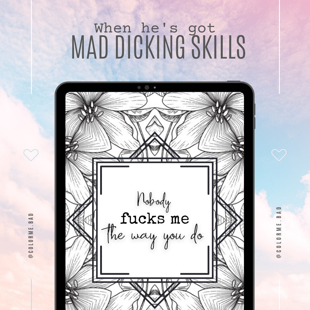 Dirty Adult Coloring Page to soothe anxious attachment, rejection sensitivity, ADHD, BPD, FWB, situationships