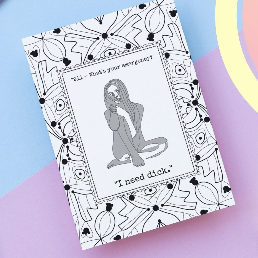 I NEED DICK. Printable Coloring Page for anxious attachment. Calm down with this dirty coloring page.